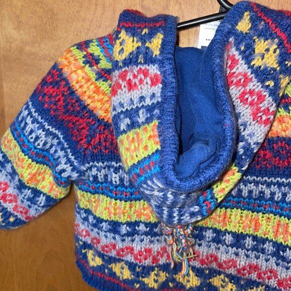 Gap Colorful  Infant Zip Up Cardigan Hooded Sweater Nordic Design 6-12 months - Picture 9 of 9
